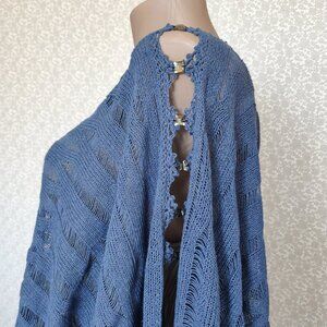 Luxury Organic Cotton-Linen Poncho with Rhinestone Accents – Designer Lightweigh